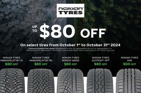 Heinold & Feller | Promotional advertisement for General Tires offering a rebate of up to $70 on sets of 4 eligible tires for a limited period.